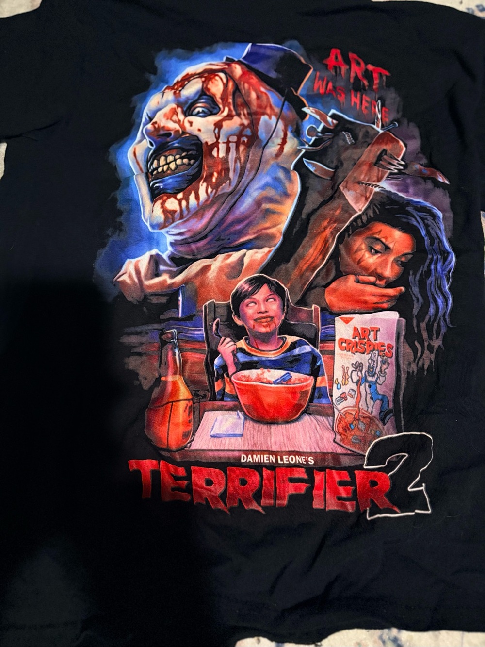 Terrifier 2 Art the Clown Black Horror Graphic T-Shirt -Adult size s